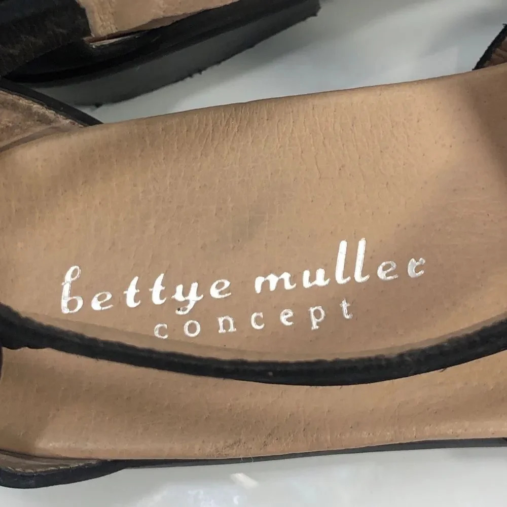 Bettye Muller Black Leather Banyan Strappy Sandal Zipper Back - Picture 12 of 14